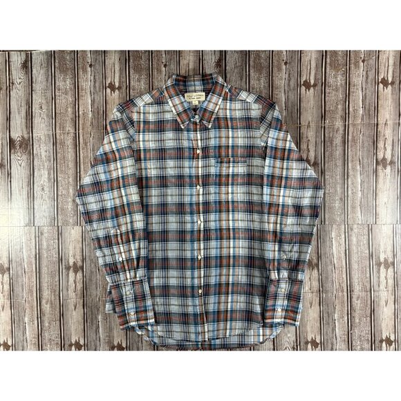NILI LOTAN Plaid Cotton Button Down Shirt size M color red blue multi - Picture 1 of 6